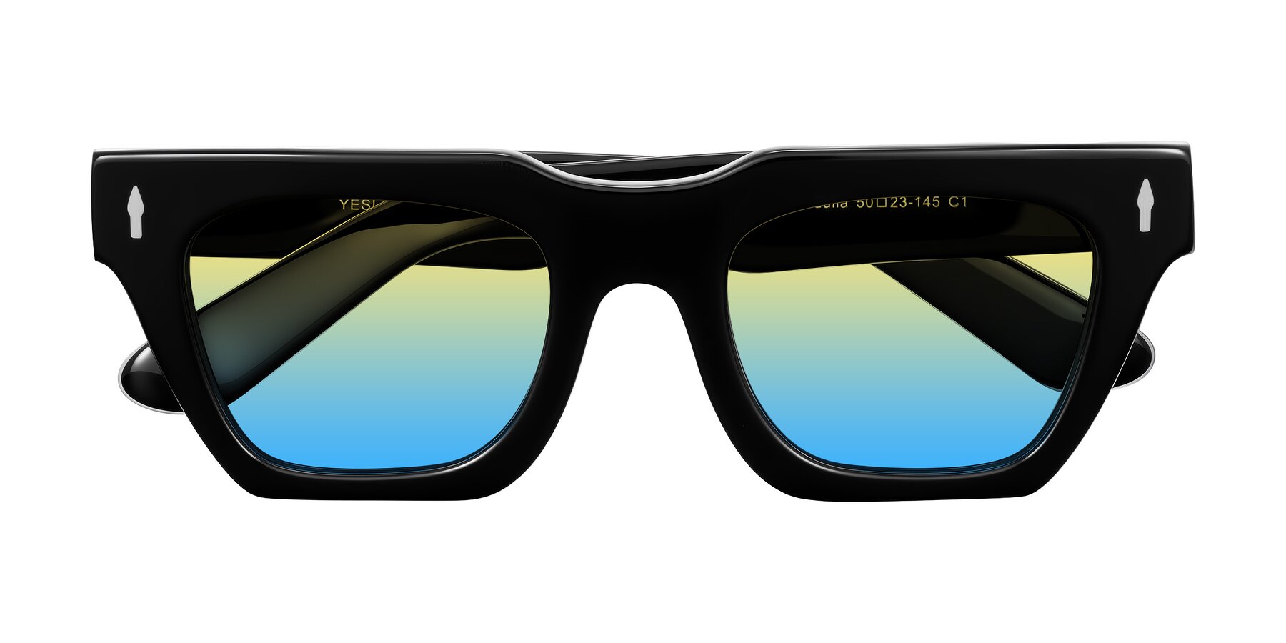 Folded Front of Padulla in Black with Yellow / Blue Gradient Lenses