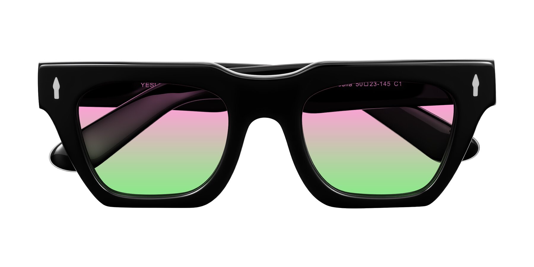 Folded Front of Padulla in Black with Pink / Green Gradient Lenses