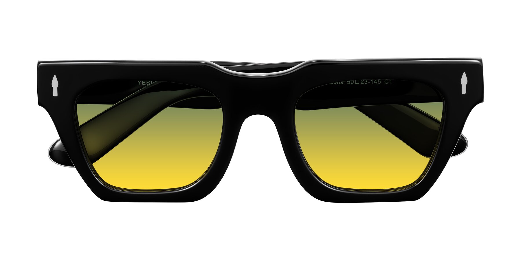 Folded Front of Padulla in Black with Green / Yellow Gradient Lenses