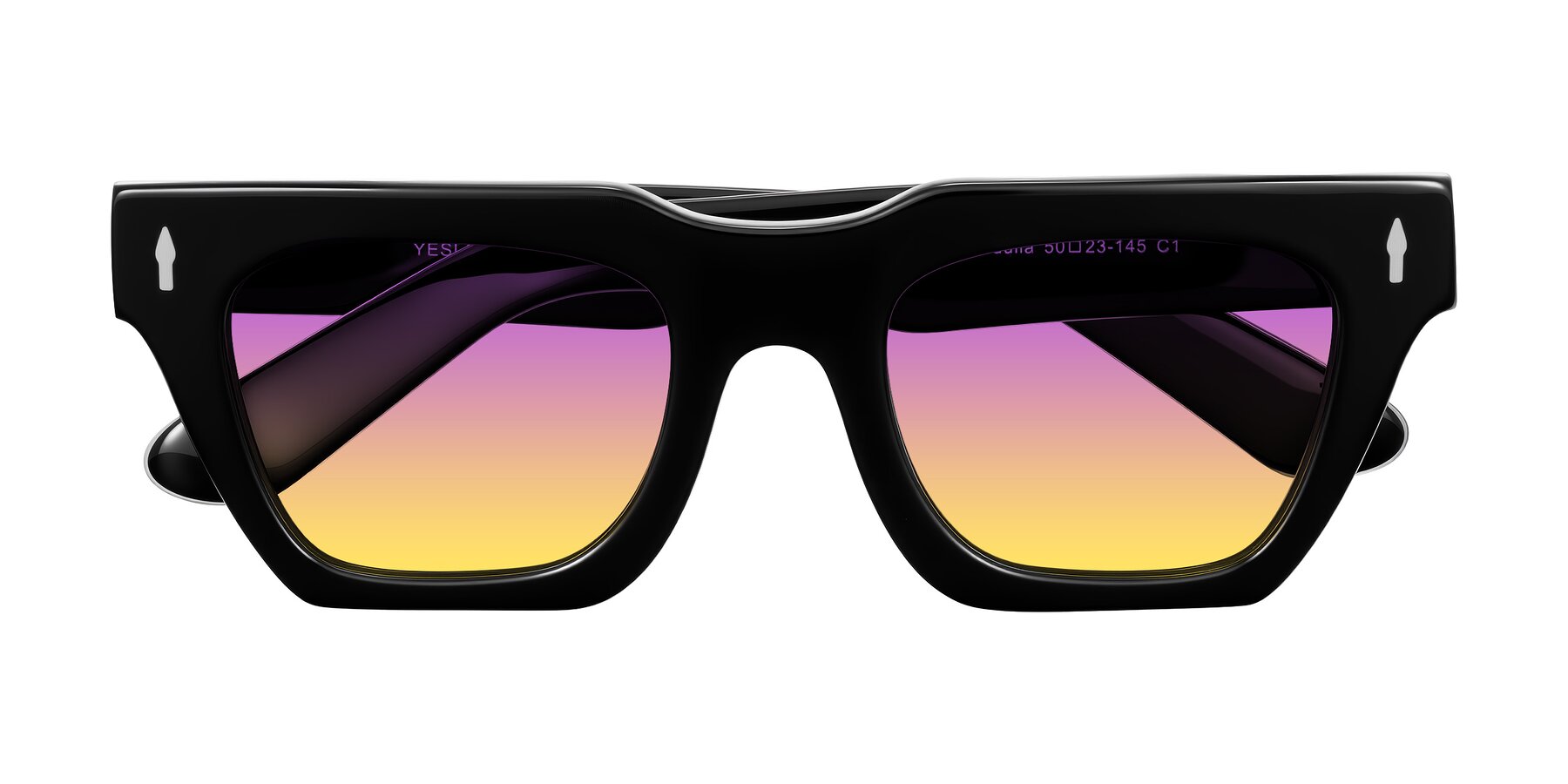 Folded Front of Padulla in Black with Purple / Yellow Gradient Lenses
