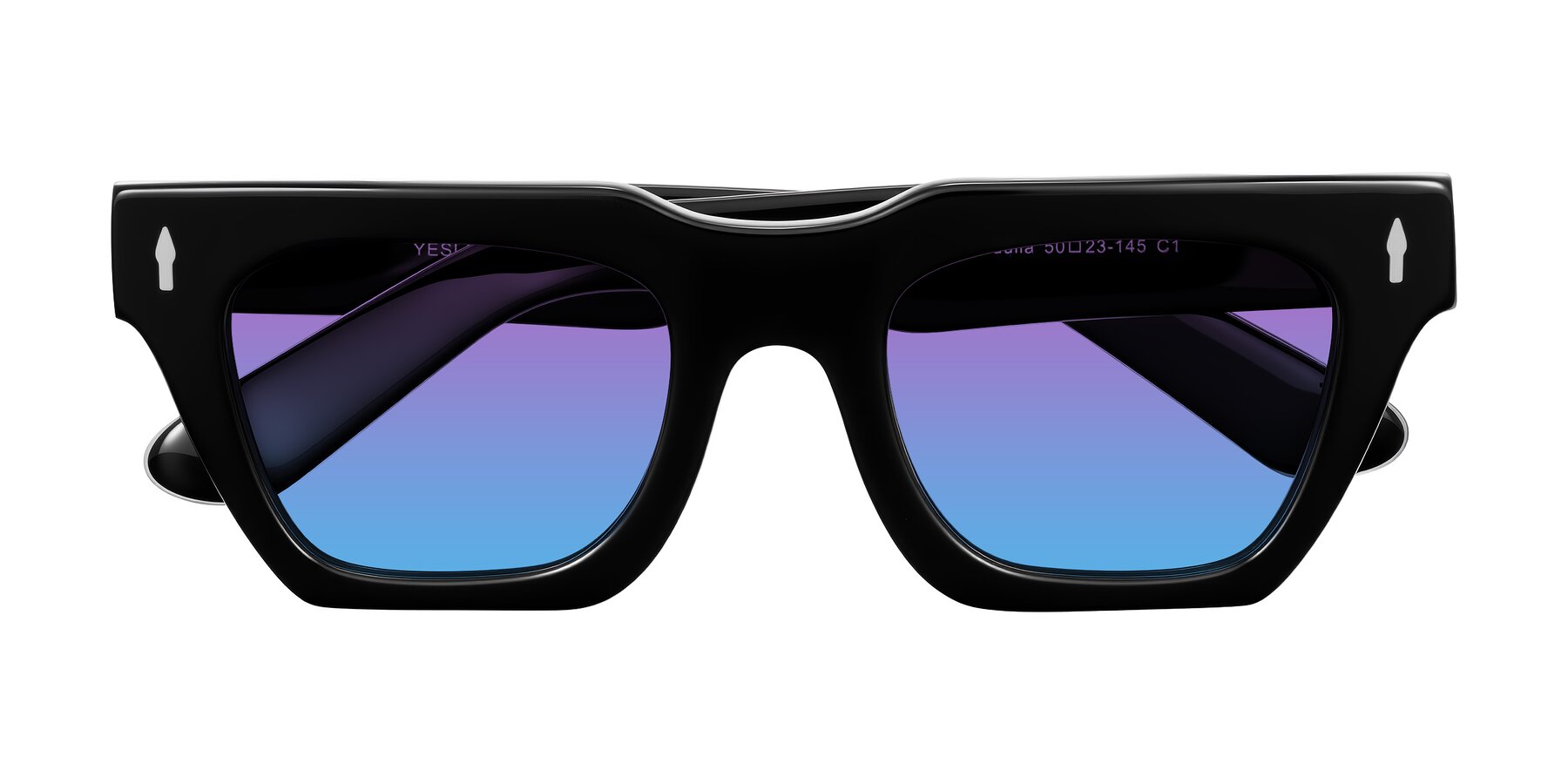 Folded Front of Padulla in Black with Purple / Blue Gradient Lenses