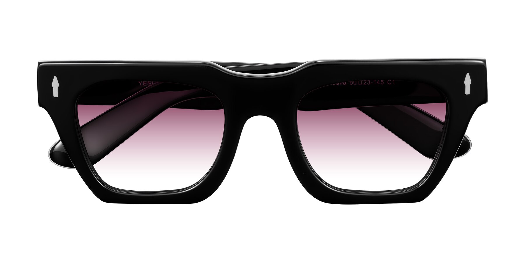 Folded Front of Padulla in Black with Wine Gradient Lenses