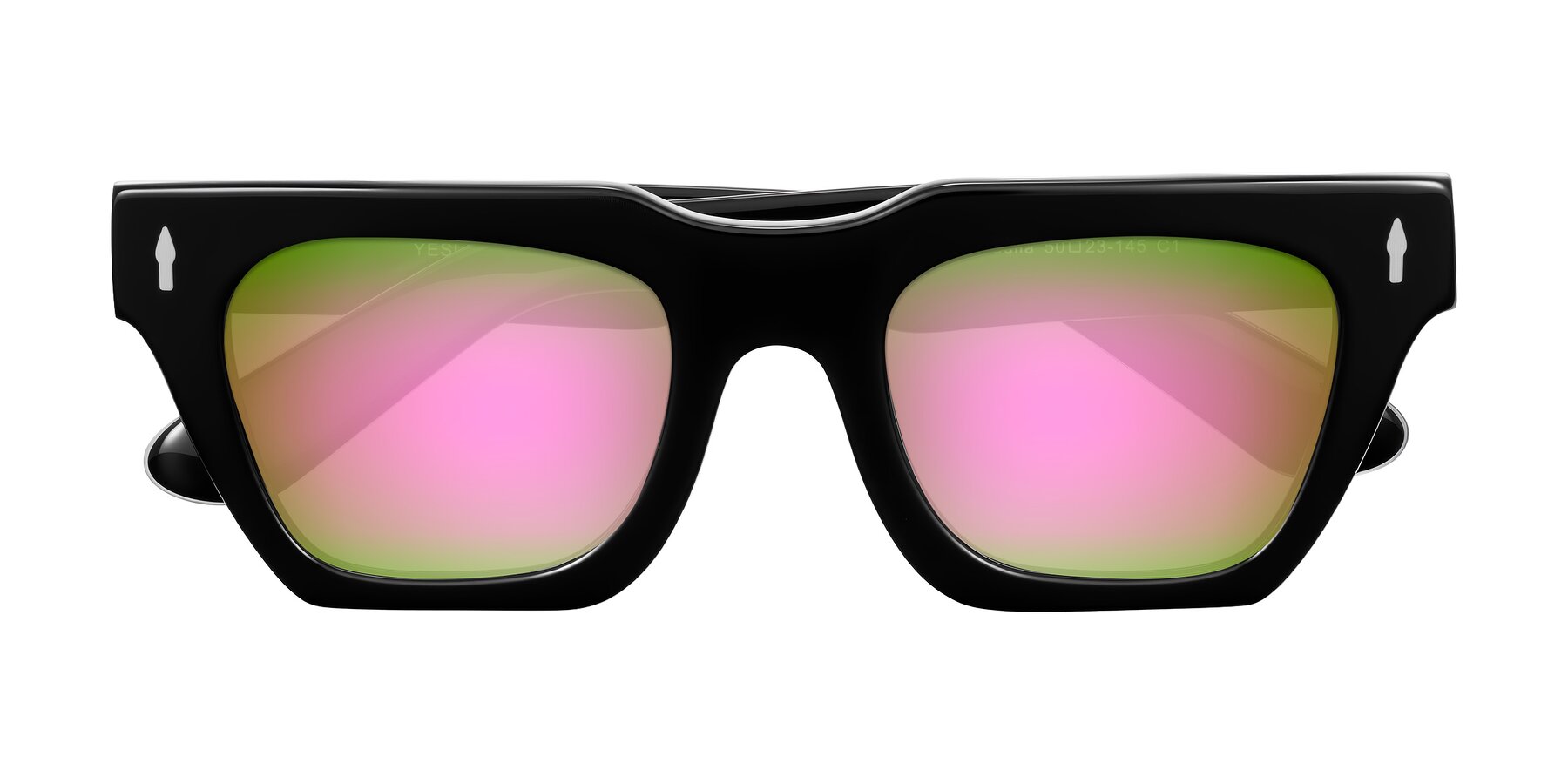 Folded Front of Padulla in Black with Pink Mirrored Lenses