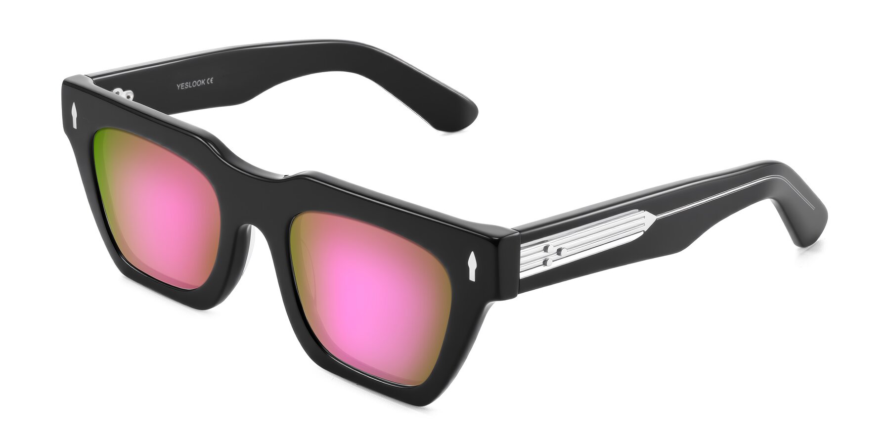 Angle of Padulla in Black with Pink Mirrored Lenses