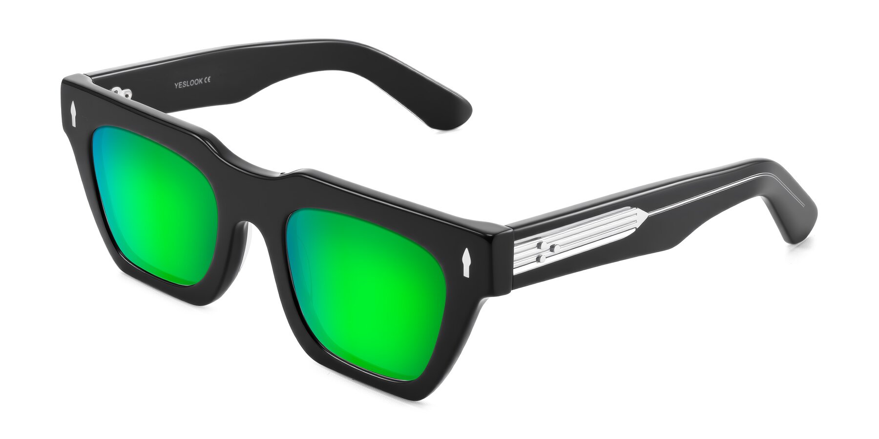 Angle of Padulla in Black with Green Mirrored Lenses