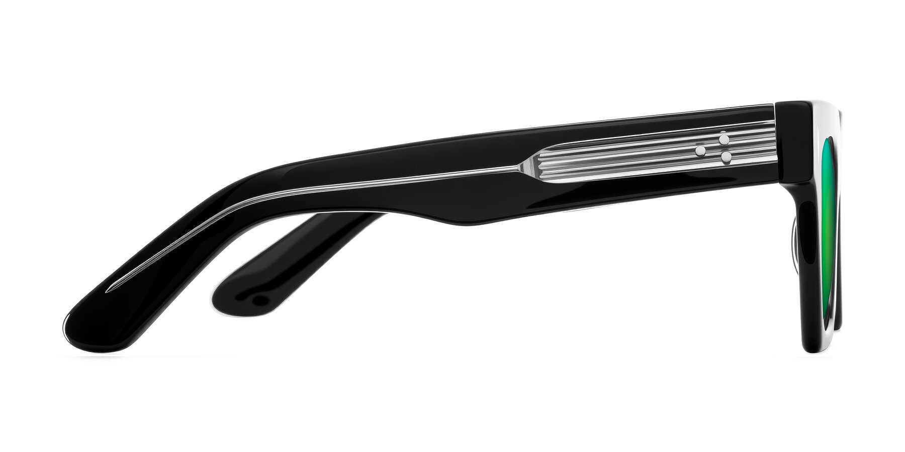 Side of Padulla in Black with Green Mirrored Lenses