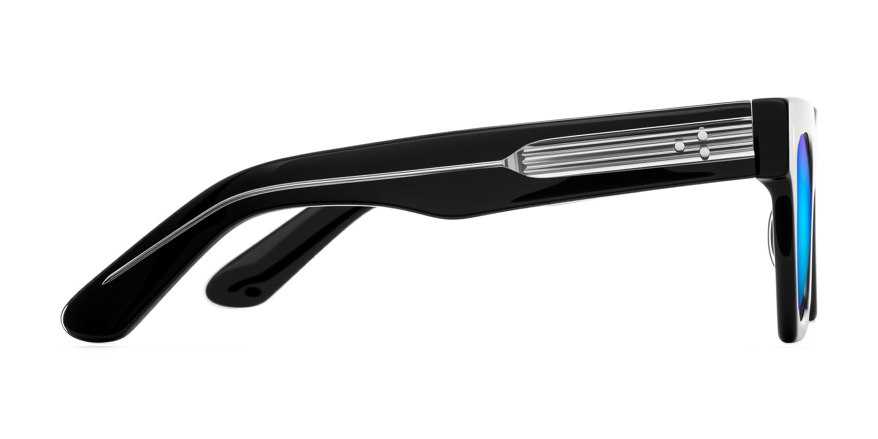 Side of Padulla in Black with Blue Mirrored Lenses