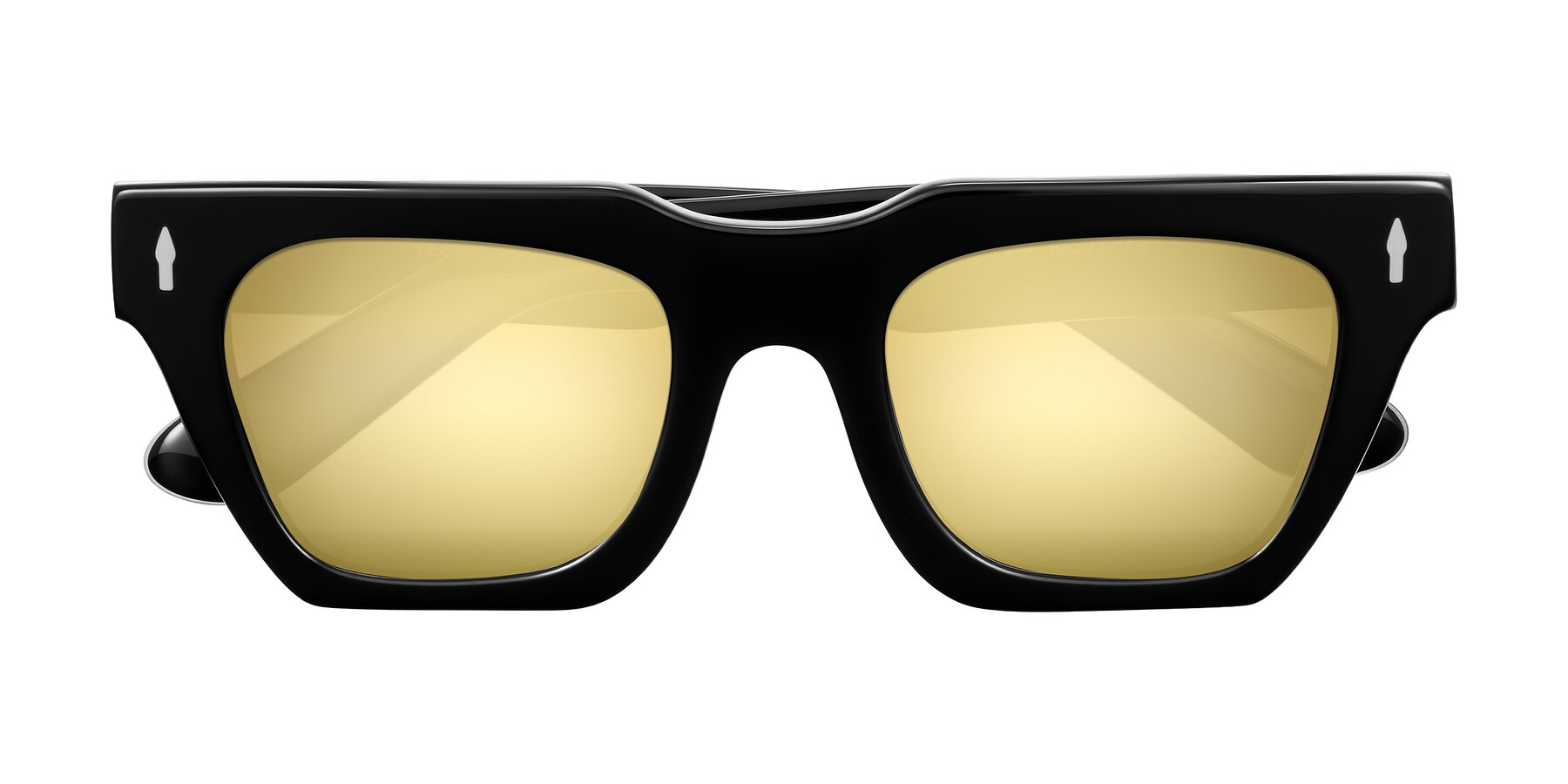 Folded Front of Padulla in Black with Gold Mirrored Lenses