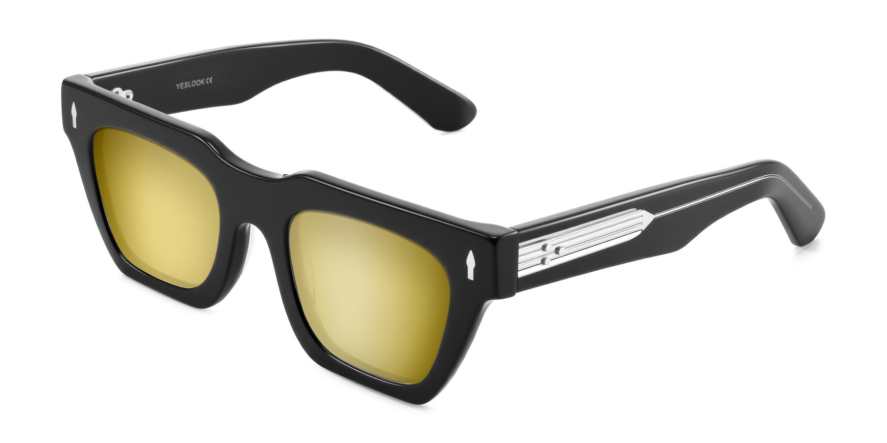 Angle of Padulla in Black with Gold Mirrored Lenses