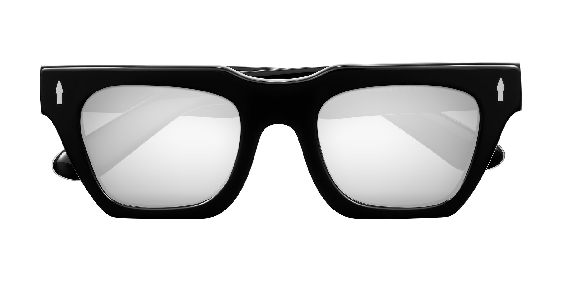 Folded Front of Padulla in Black with Silver Mirrored Lenses