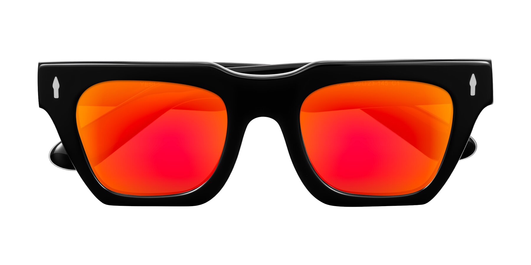 Folded Front of Padulla in Black with Red Gold Mirrored Lenses