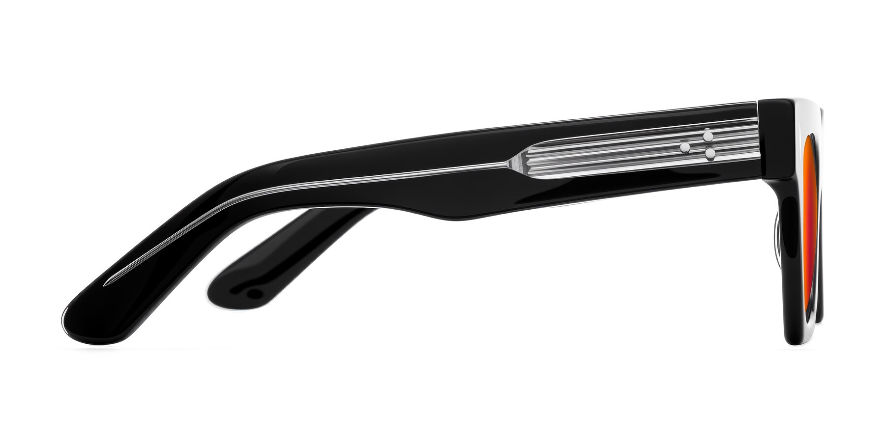 Side of Padulla in Black with Red Gold Mirrored Lenses