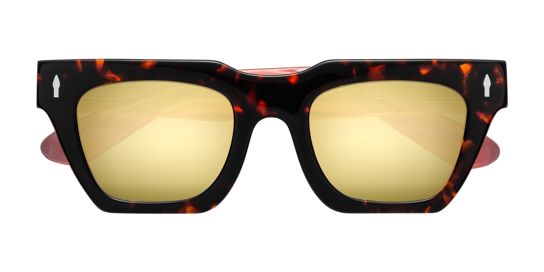 Folded Front of Padulla in Tortoise-Light Red with Gold Mirrored Lenses