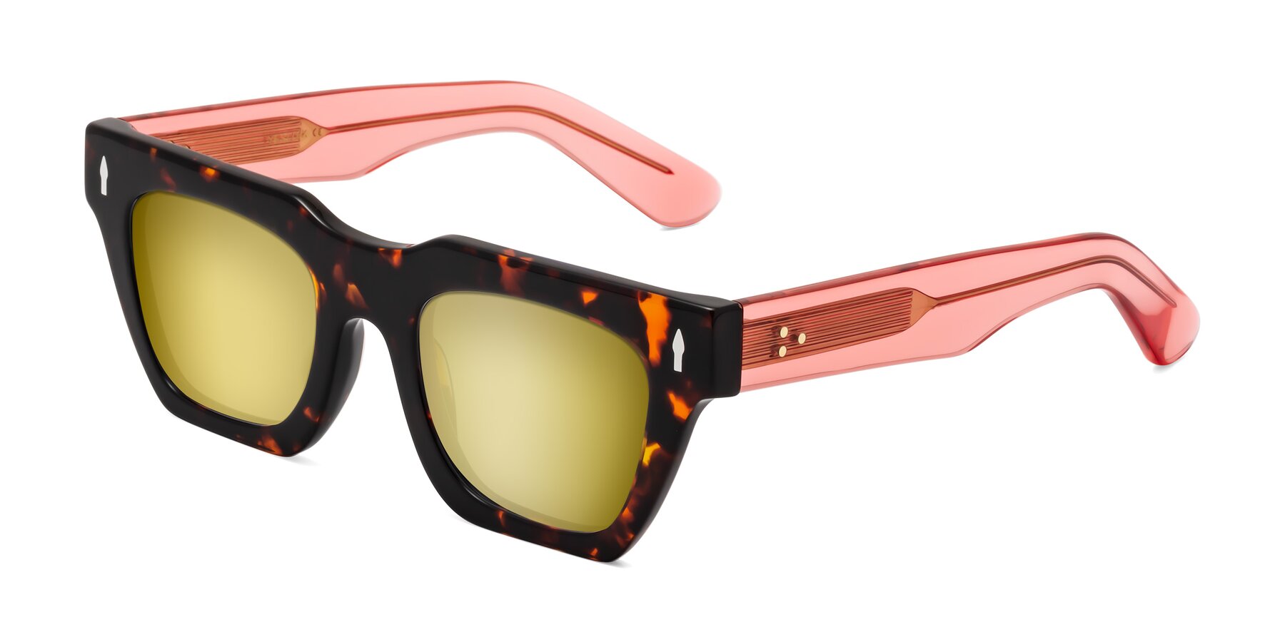 Angle of Padulla in Tortoise-Light Red with Gold Mirrored Lenses