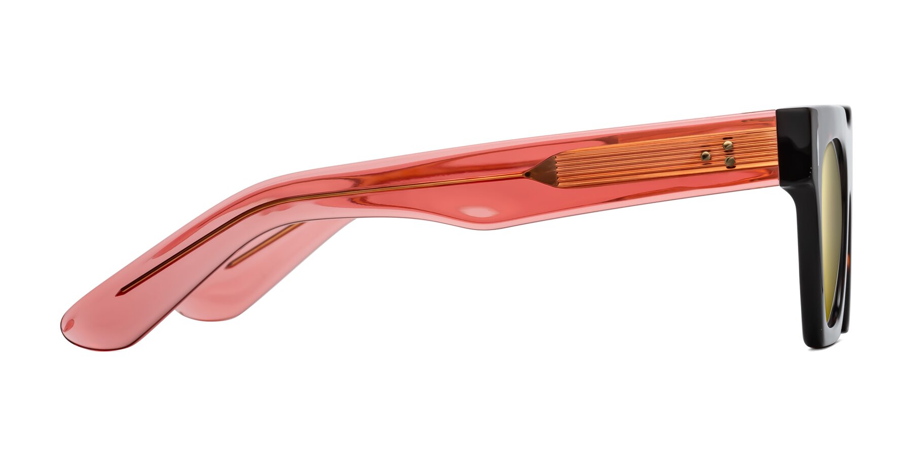 Side of Padulla in Tortoise-Light Red with Gold Mirrored Lenses