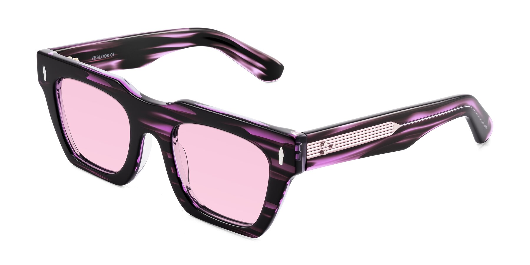 Angle of Padulla in Dark Purple Striped with Light Pink Tinted Lenses