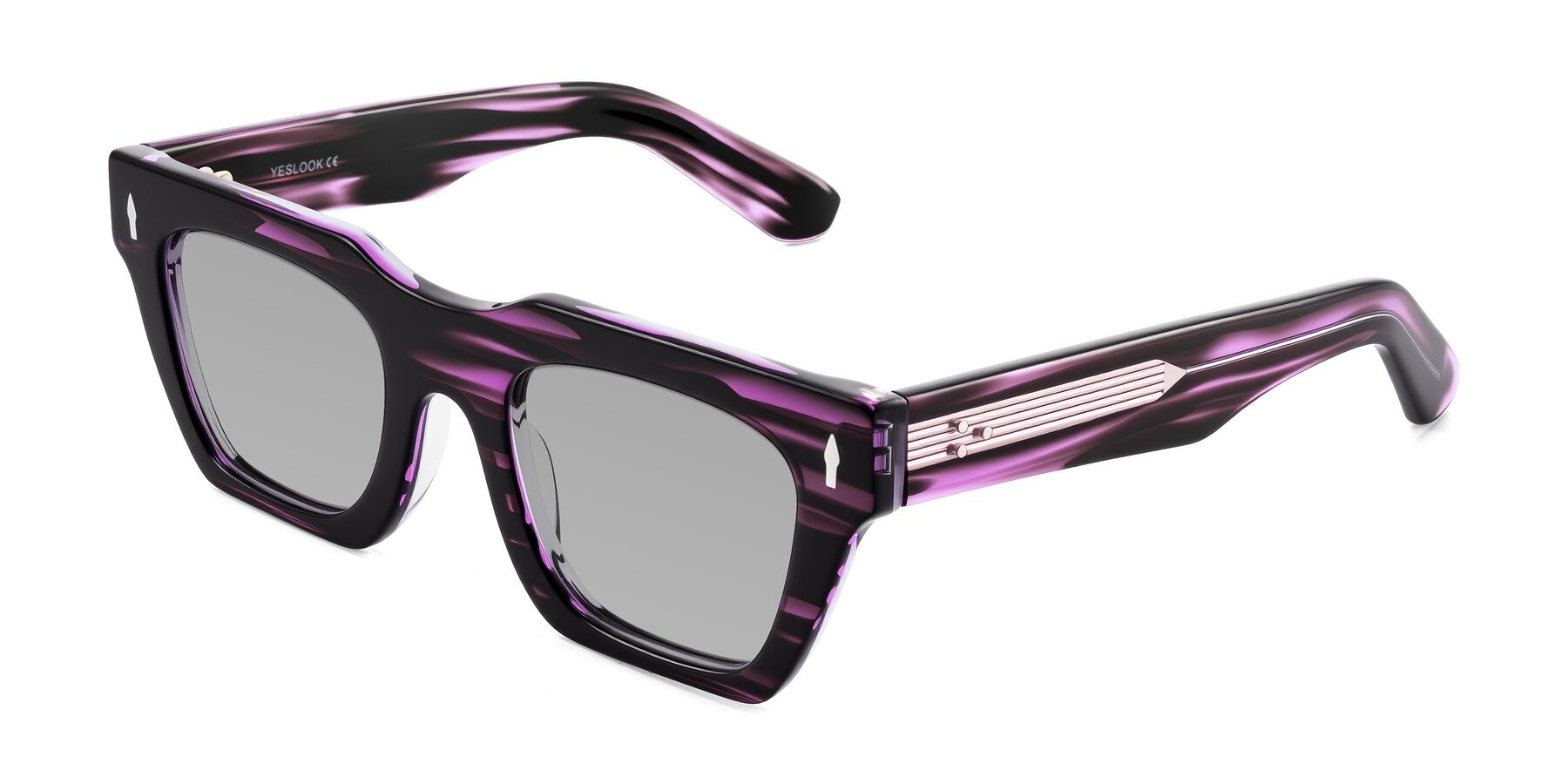 Angle of Padulla in Dark Purple Striped with Light Gray Tinted Lenses