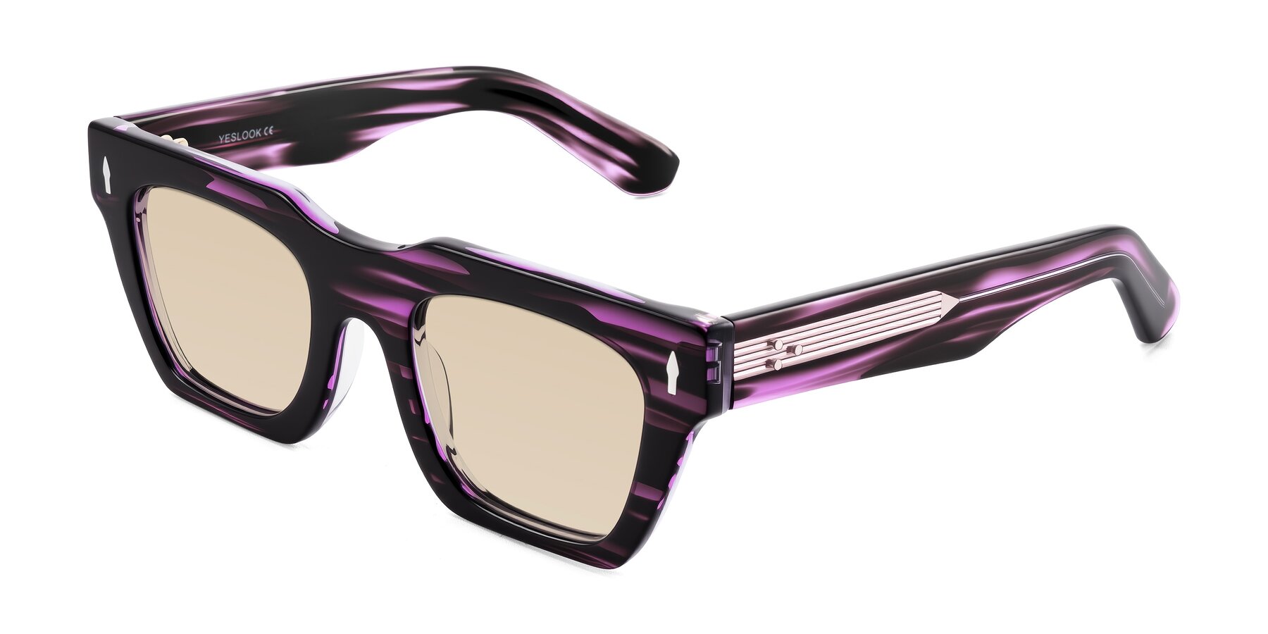 Angle of Padulla in Dark Purple Striped with Light Brown Tinted Lenses