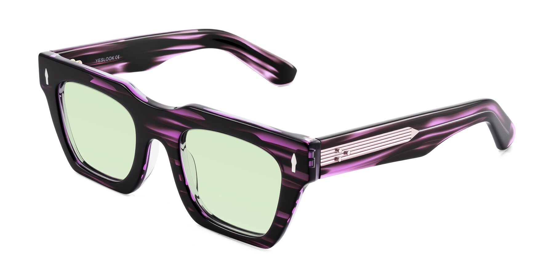 Angle of Padulla in Dark Purple Striped with Light Green Tinted Lenses