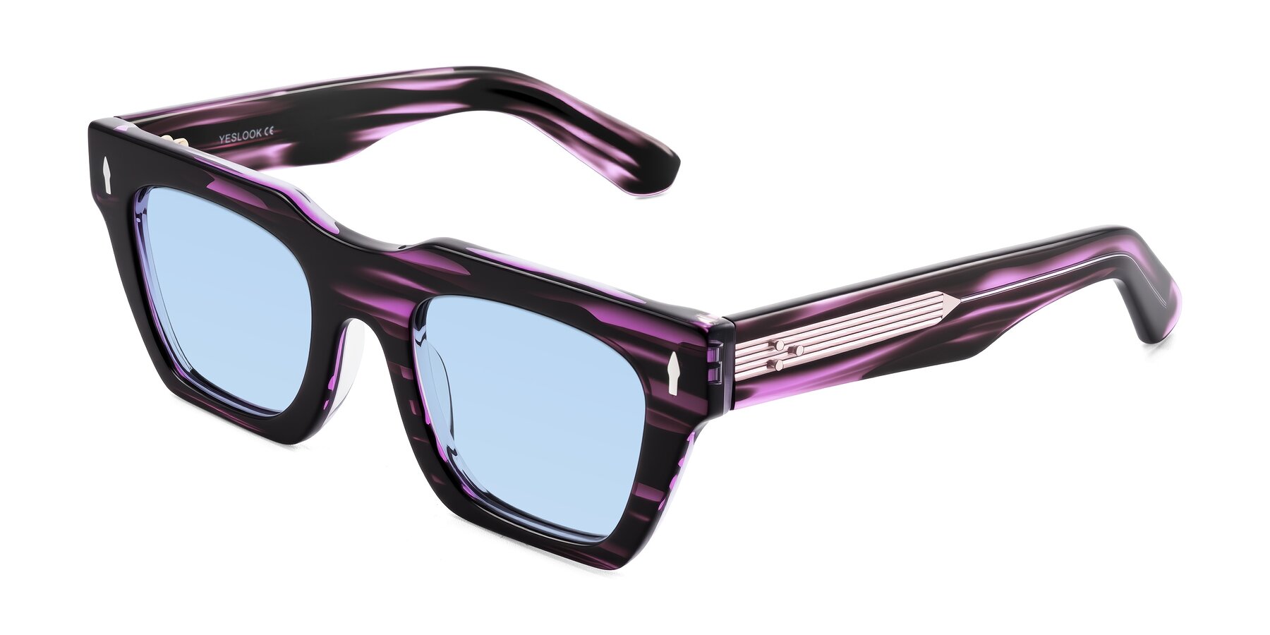 Angle of Padulla in Dark Purple Striped with Light Blue Tinted Lenses