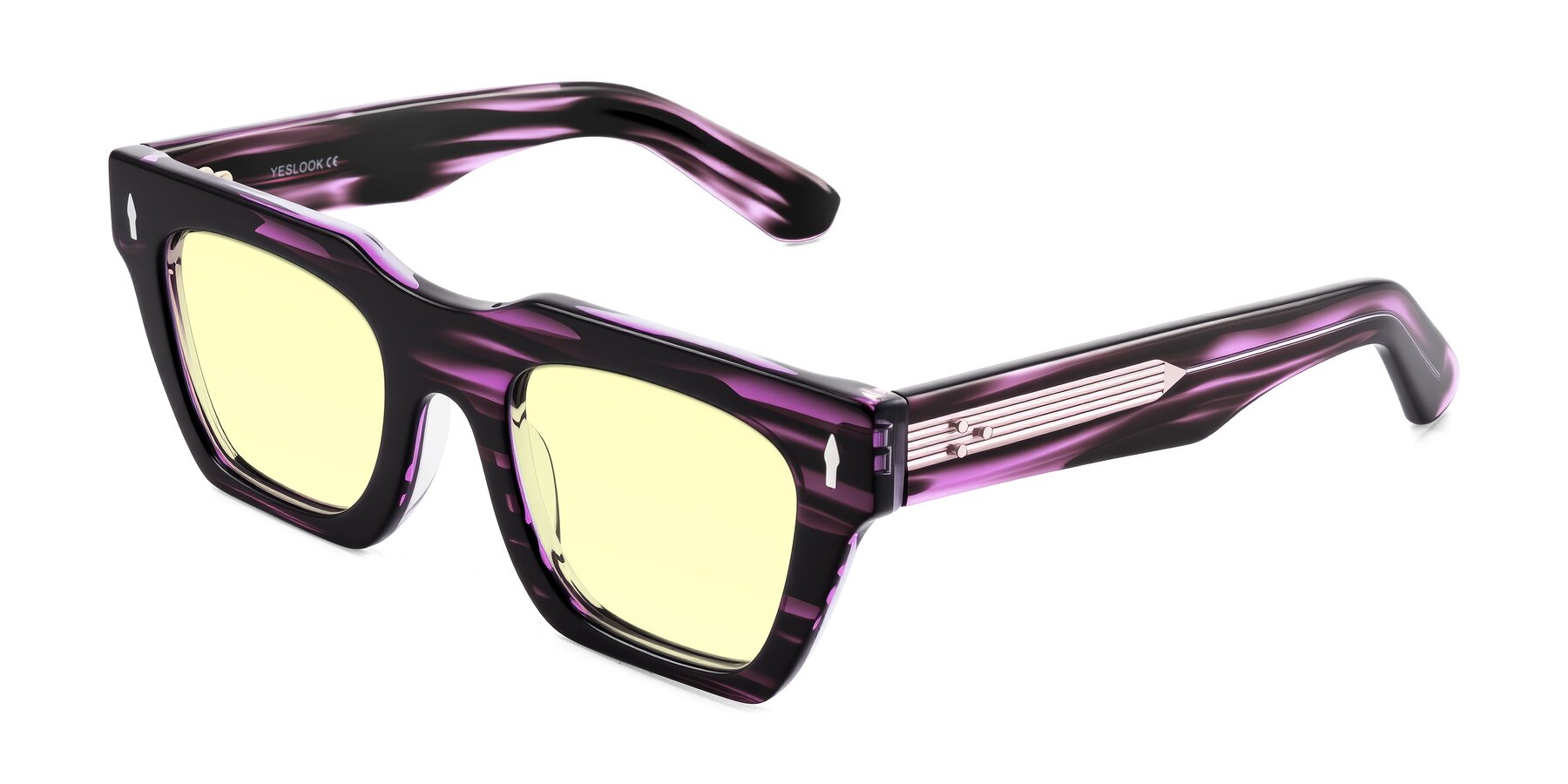 Angle of Padulla in Dark Purple Striped with Light Yellow Tinted Lenses