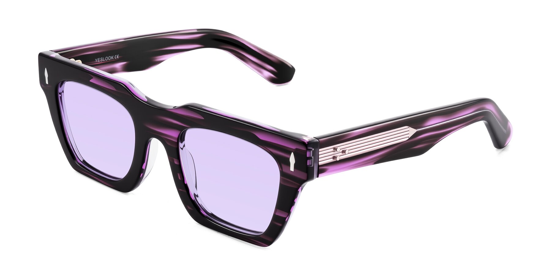 Angle of Padulla in Dark Purple Striped with Light Purple Tinted Lenses