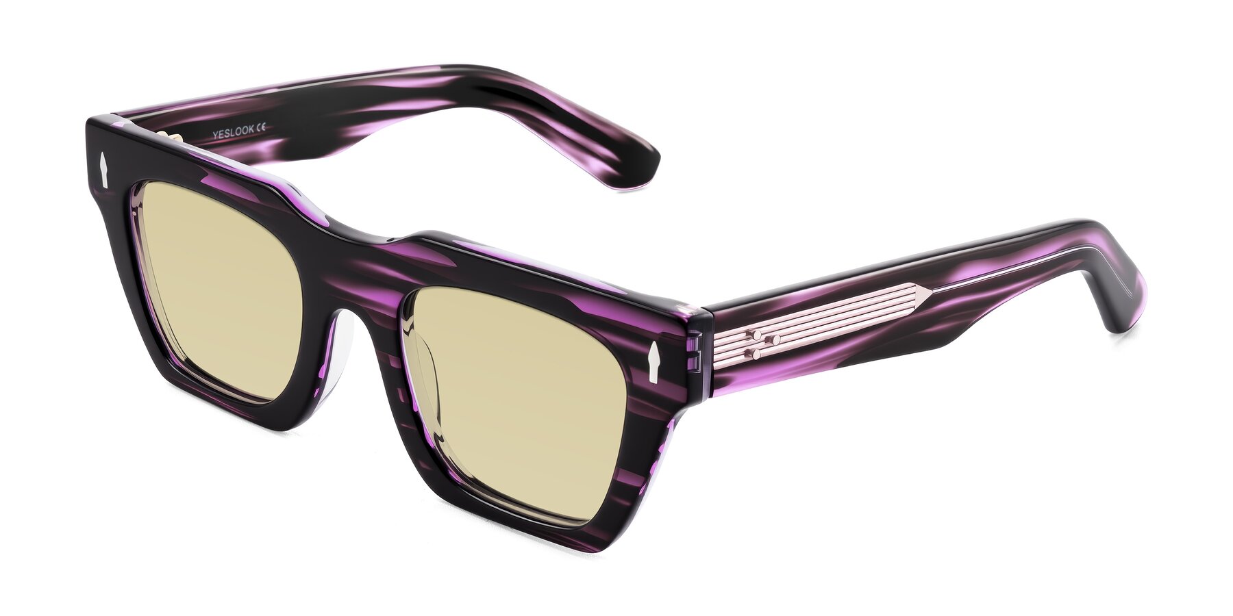 Angle of Padulla in Dark Purple Striped with Light Champagne Tinted Lenses