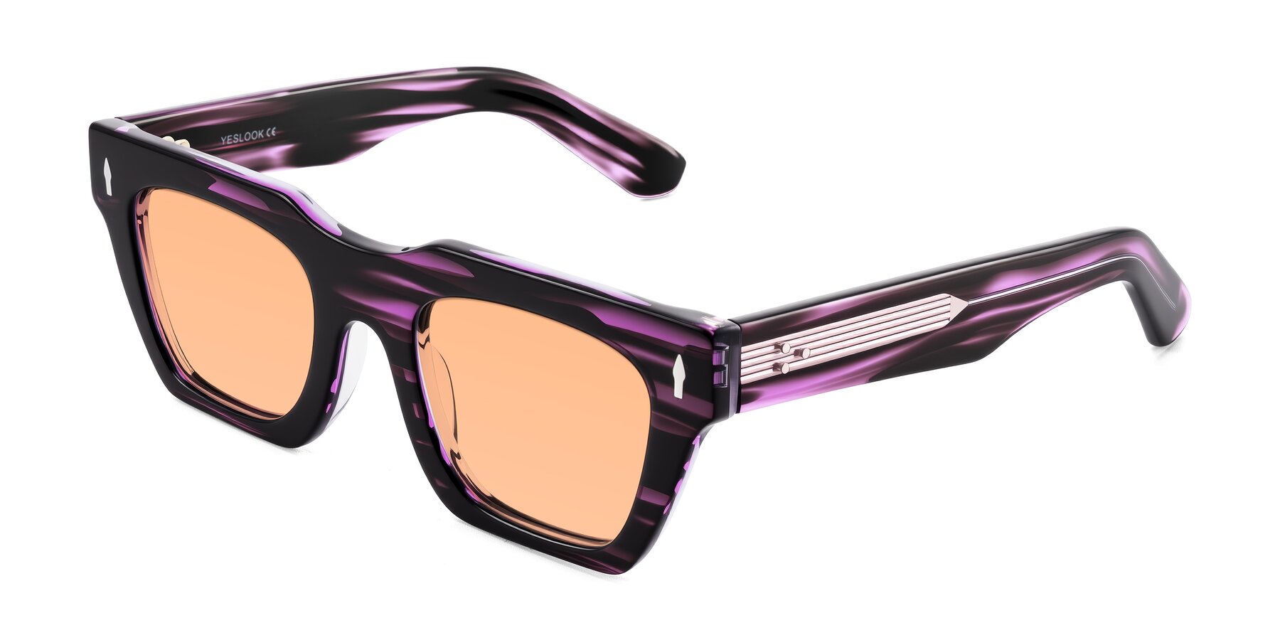 Angle of Padulla in Dark Purple Striped with Light Orange Tinted Lenses