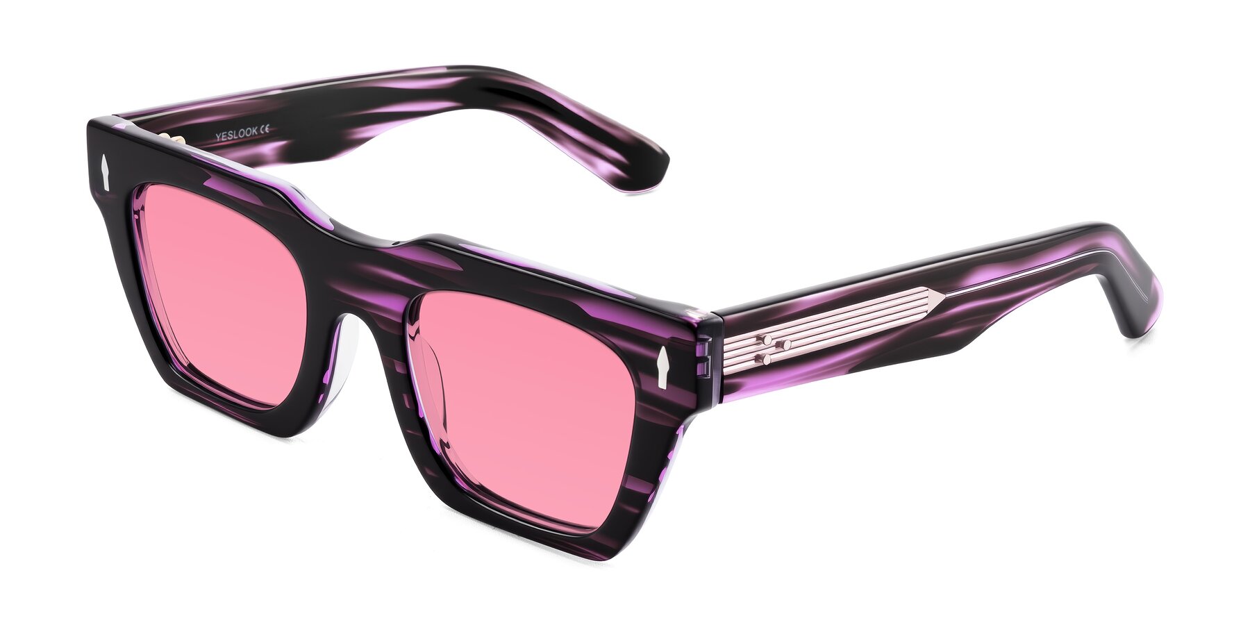 Angle of Padulla in Dark Purple Striped with Pink Tinted Lenses