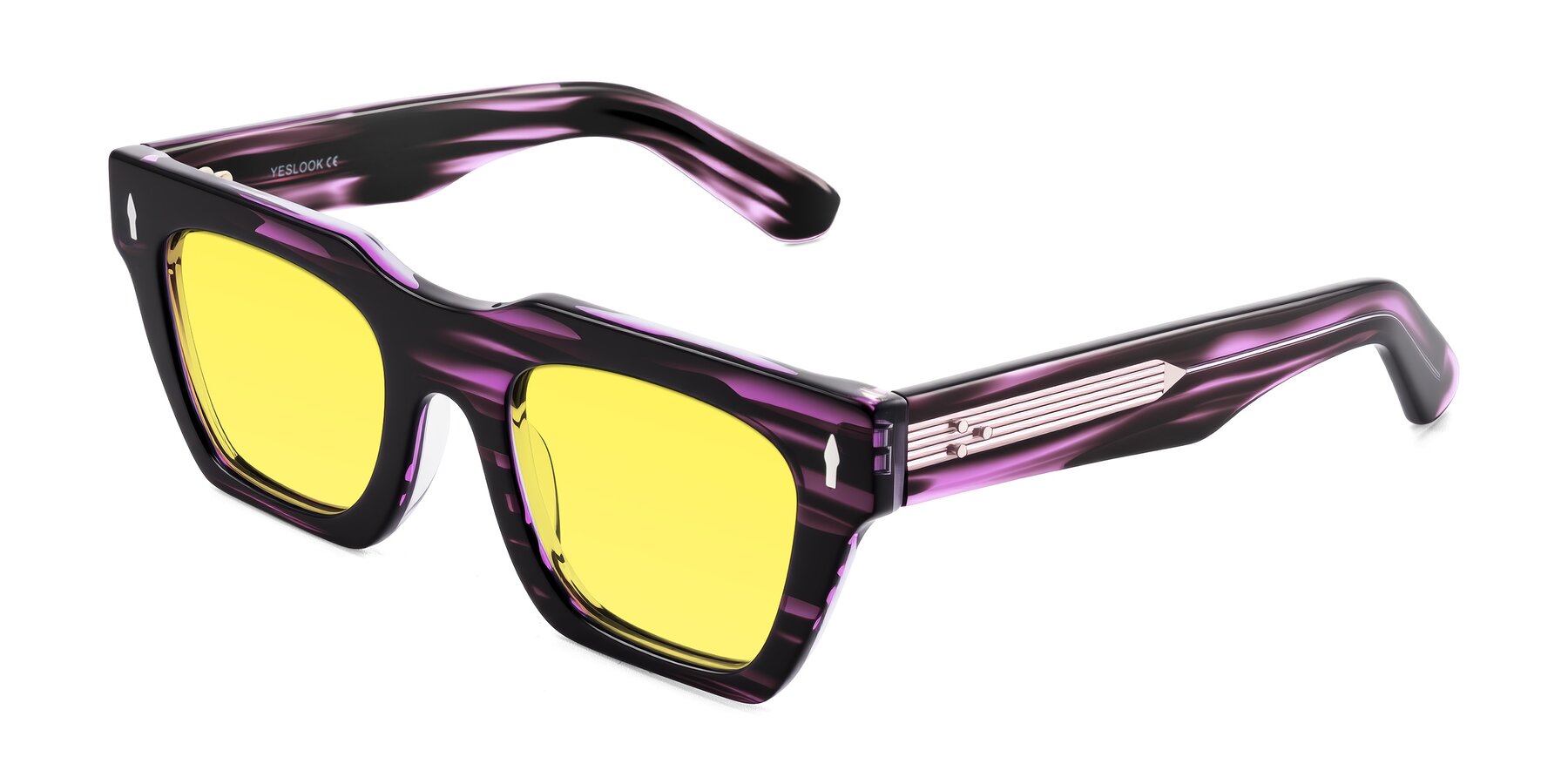 Angle of Padulla in Dark Purple Striped with Medium Yellow Tinted Lenses