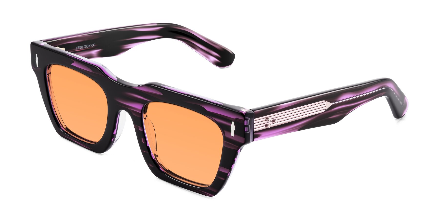 Angle of Padulla in Dark Purple Striped with Medium Orange Tinted Lenses