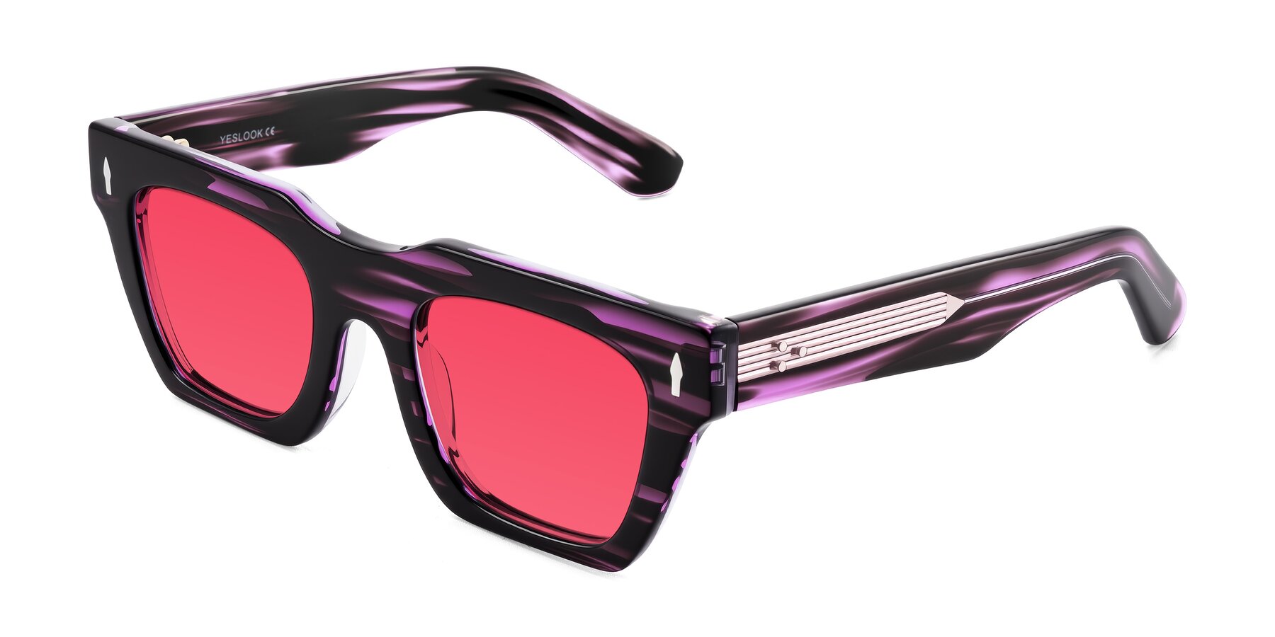 Angle of Padulla in Dark Purple Striped with Red Tinted Lenses