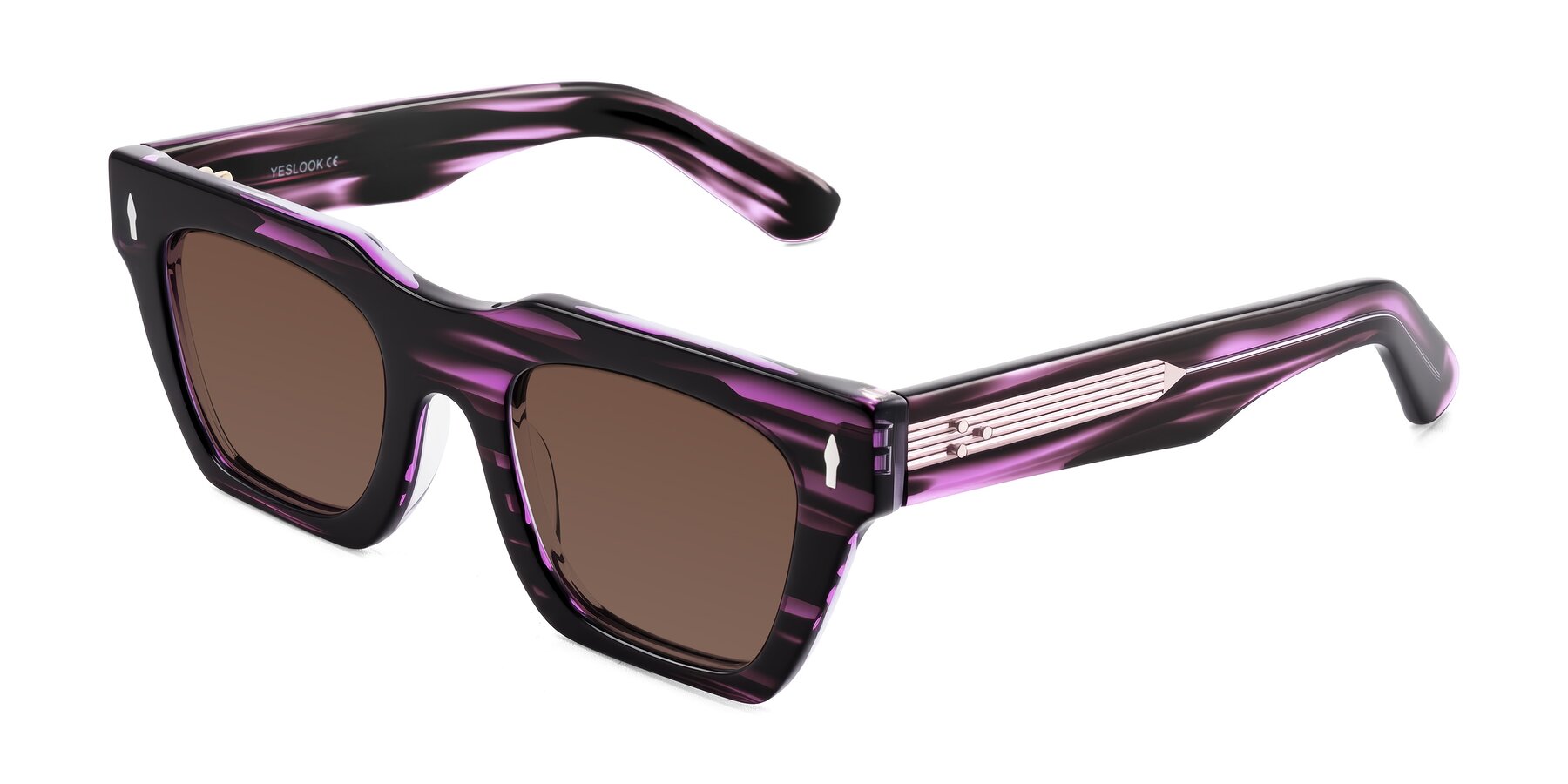 Angle of Padulla in Dark Purple Striped with Brown Tinted Lenses