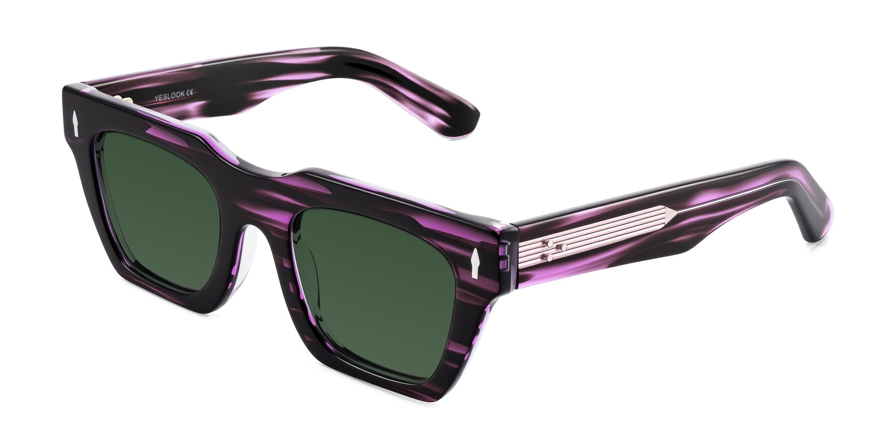 Angle of Padulla in Dark Purple Striped with Green Tinted Lenses