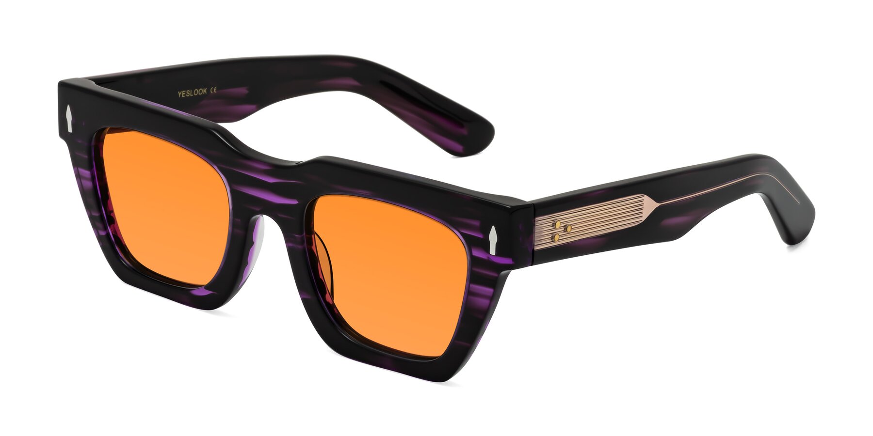 Angle of Padulla in Dark Purple Striped with Orange Tinted Lenses