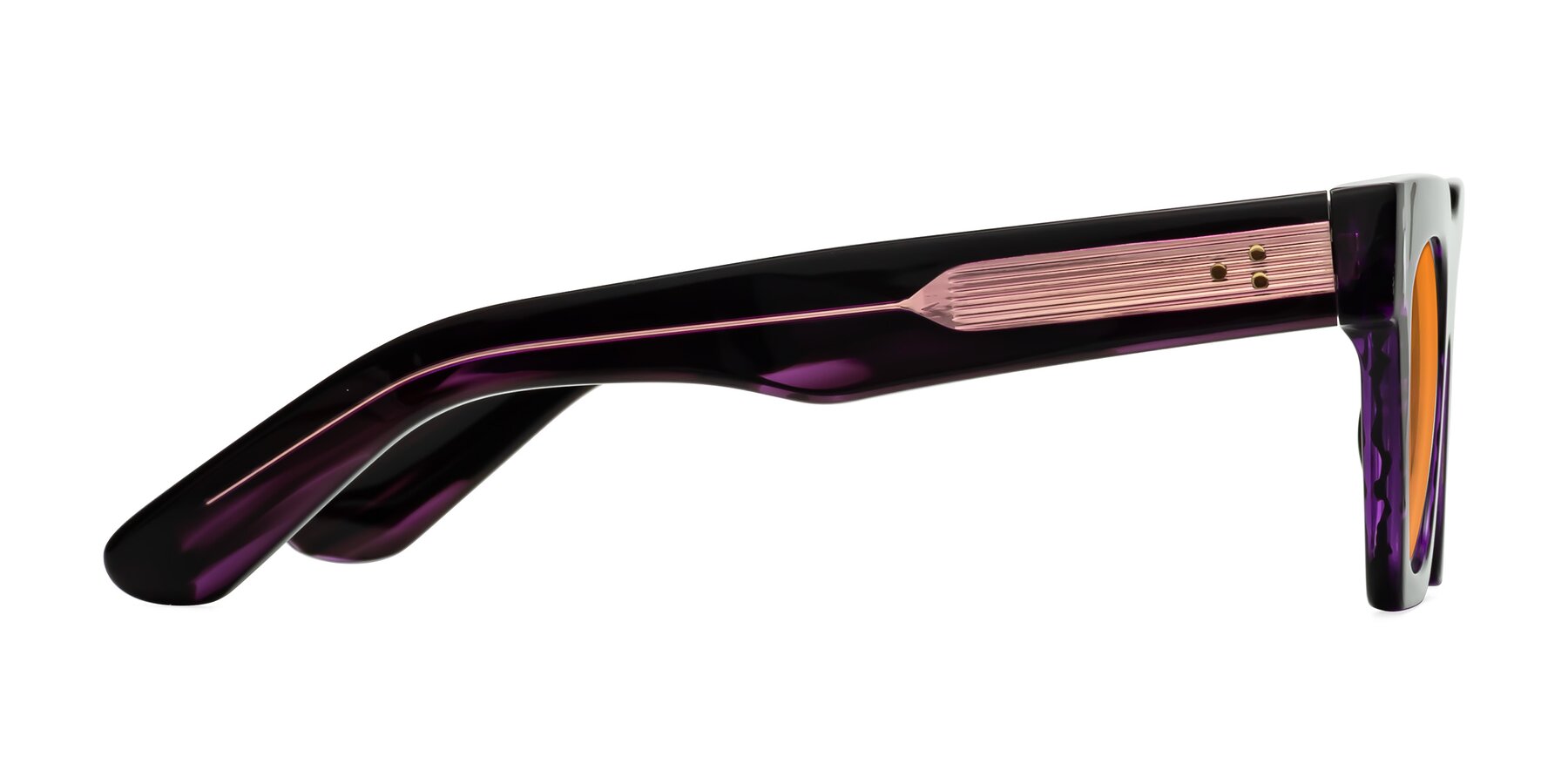 Side of Padulla in Dark Purple Striped with Orange Tinted Lenses