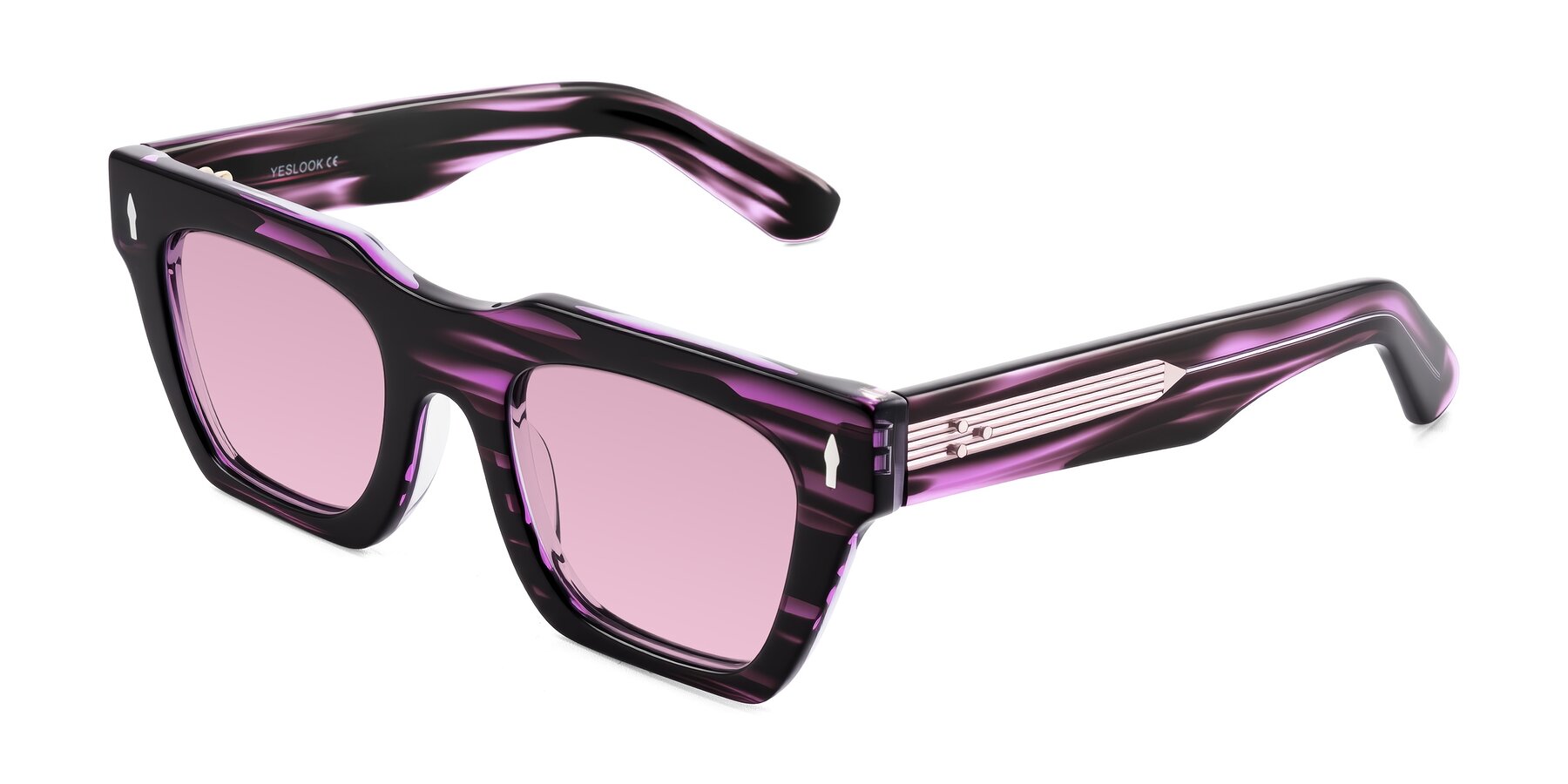Angle of Padulla in Dark Purple Striped with Light Wine Tinted Lenses