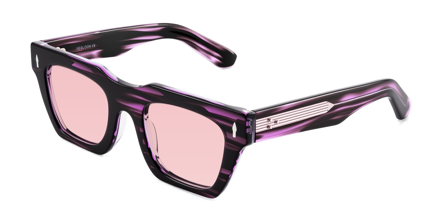 Angle of Padulla in Dark Purple Striped with Light Garnet Tinted Lenses