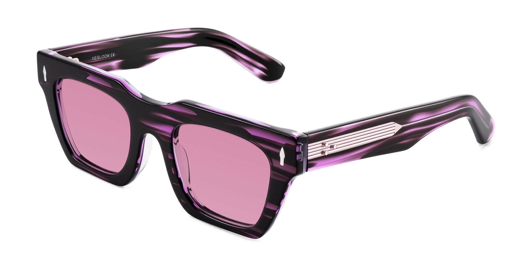 Angle of Padulla in Dark Purple Striped with Medium Wine Tinted Lenses