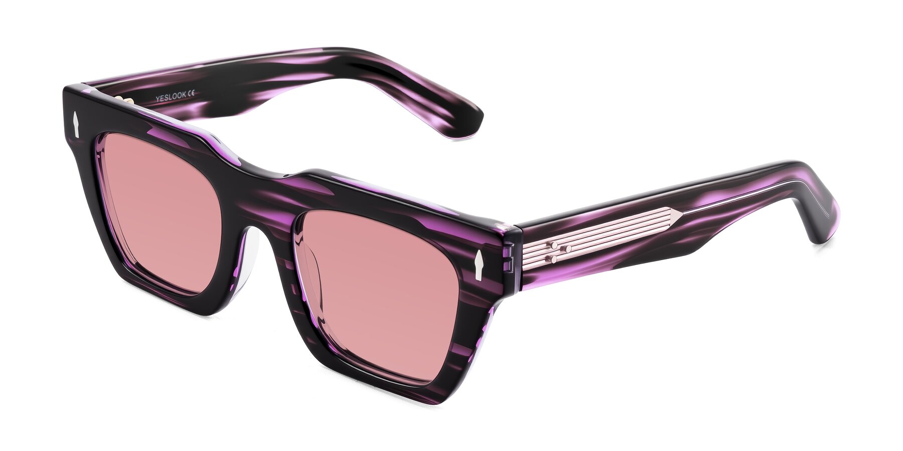 Angle of Padulla in Dark Purple Striped with Medium Garnet Tinted Lenses