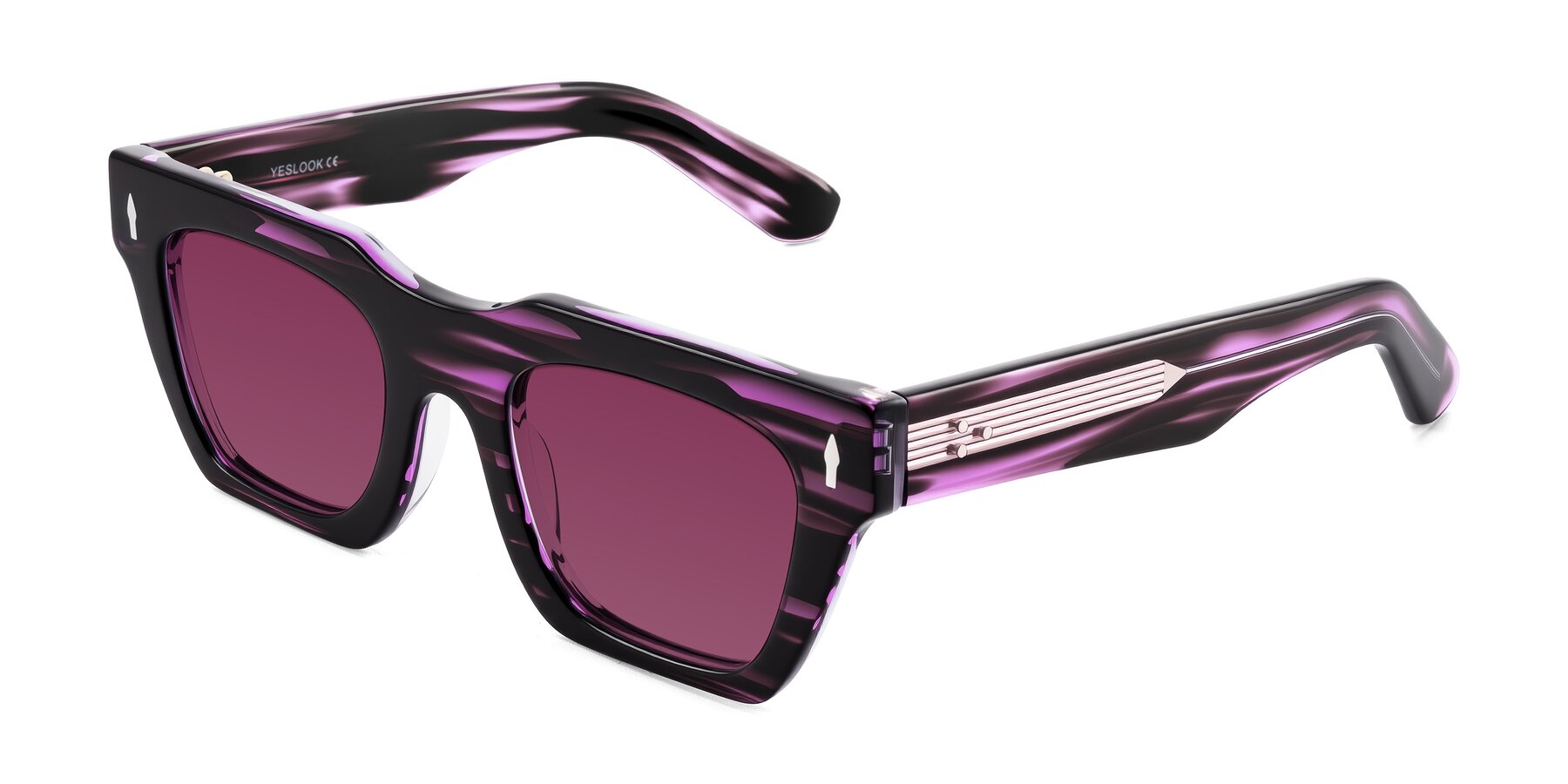 Angle of Padulla in Dark Purple Striped with Wine Tinted Lenses