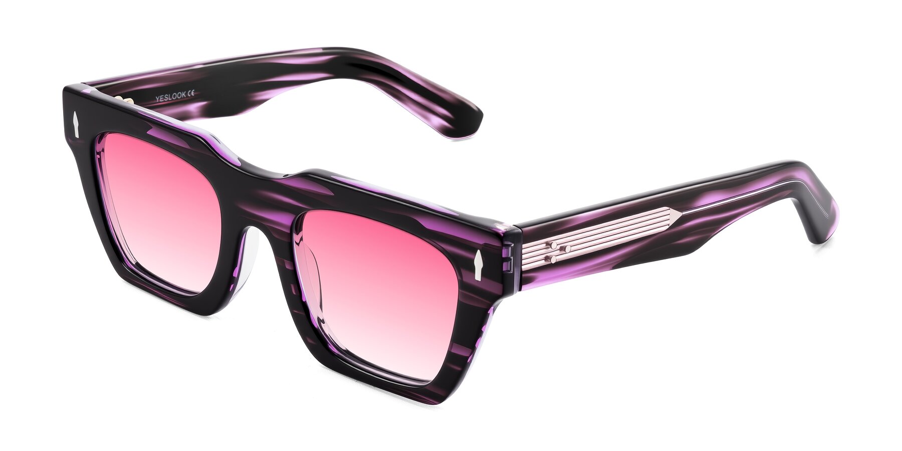 Angle of Padulla in Dark Purple Striped with Pink Gradient Lenses