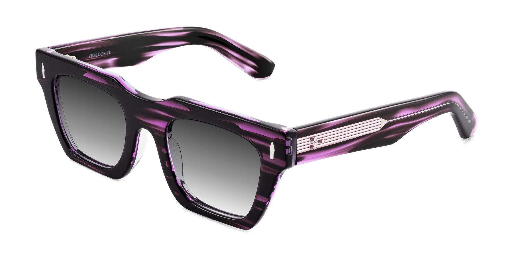 Angle of Padulla in Dark Purple Striped with Gray Gradient Lenses