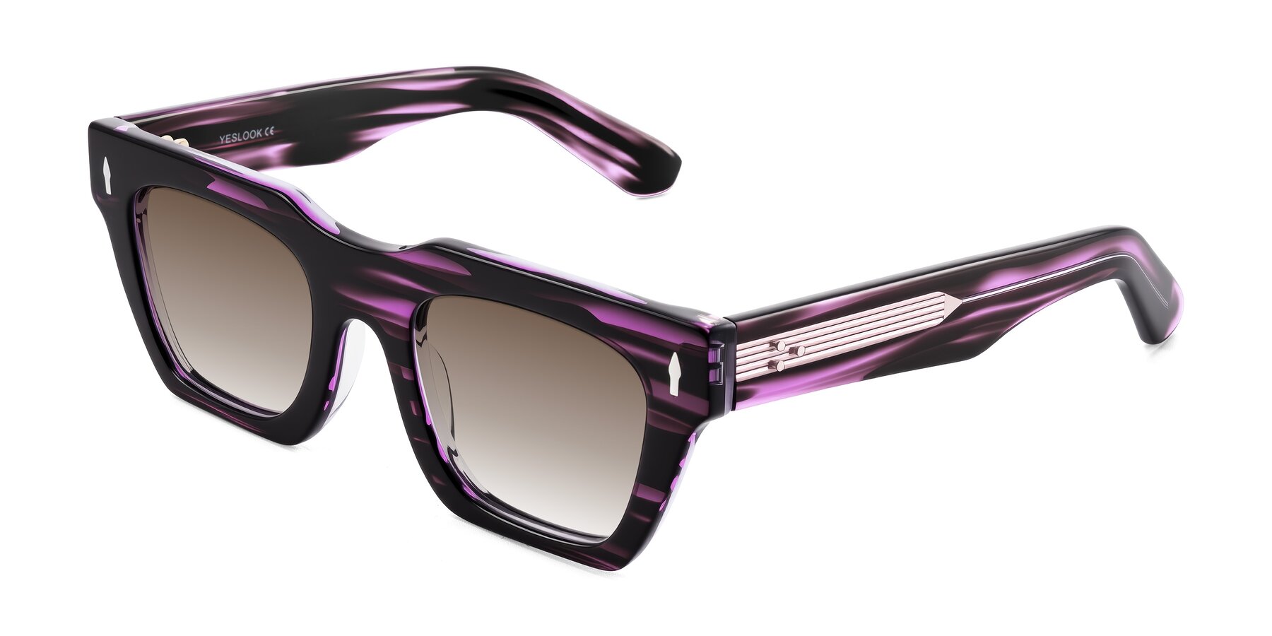 Angle of Padulla in Dark Purple Striped with Brown Gradient Lenses