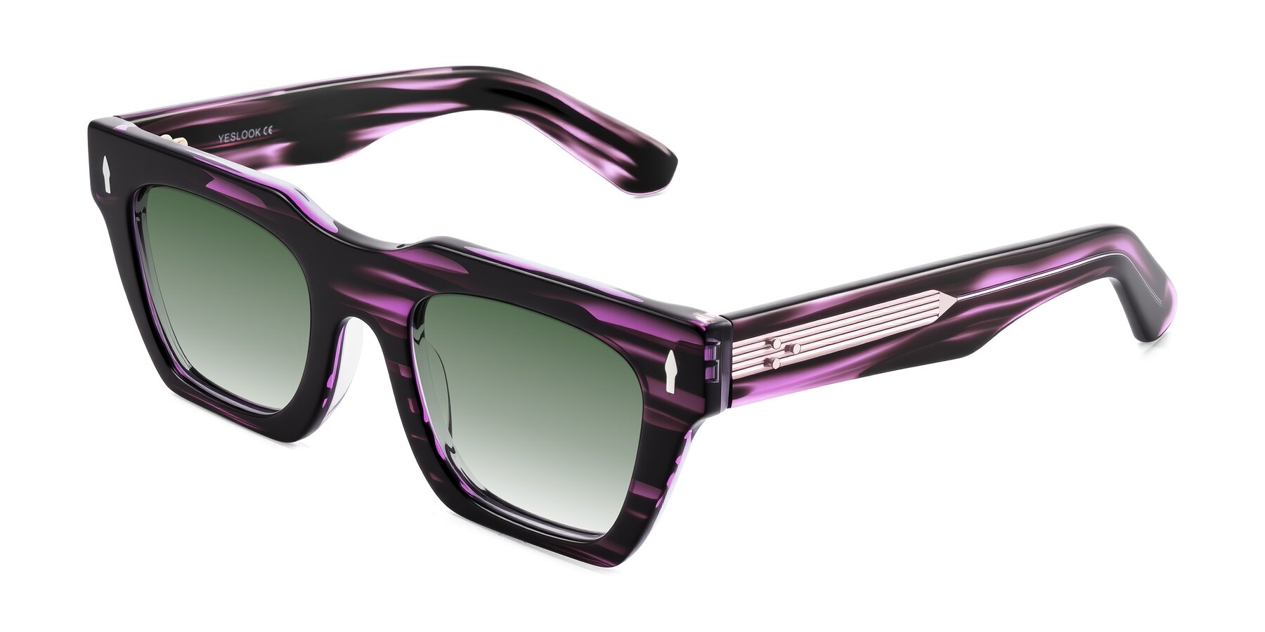 Angle of Padulla in Dark Purple Striped with Green Gradient Lenses