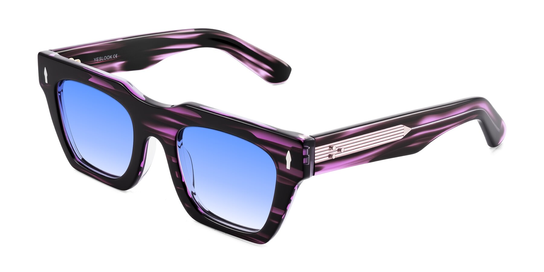 Angle of Padulla in Dark Purple Striped with Blue Gradient Lenses