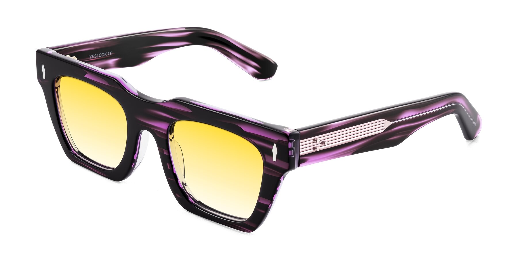 Angle of Padulla in Dark Purple Striped with Yellow Gradient Lenses