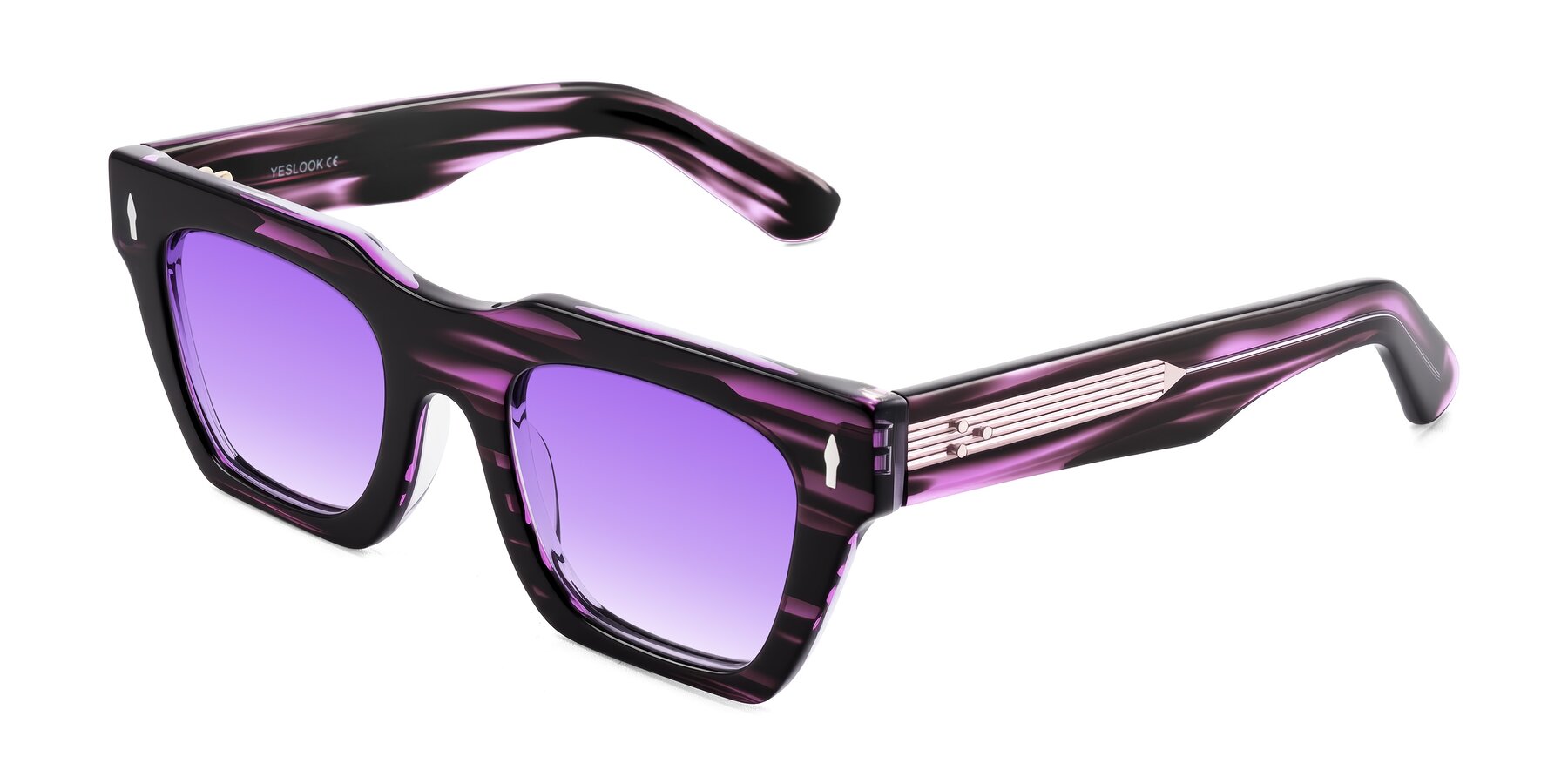 Angle of Padulla in Dark Purple Striped with Purple Gradient Lenses