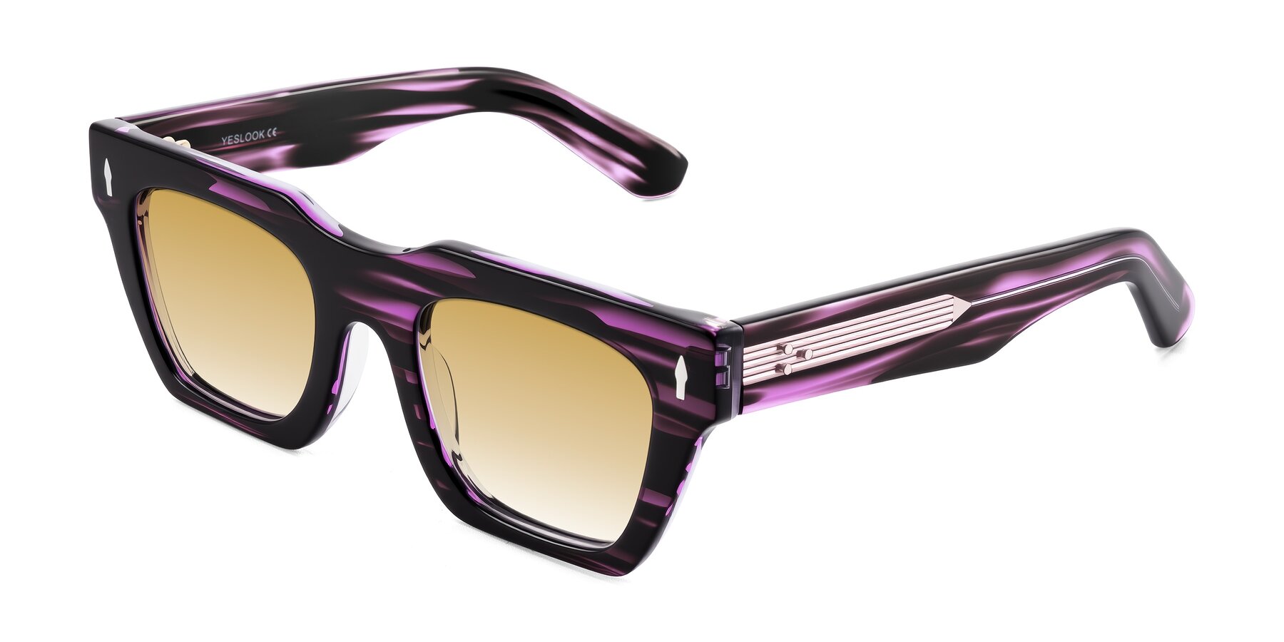 Angle of Padulla in Dark Purple Striped with Champagne Gradient Lenses