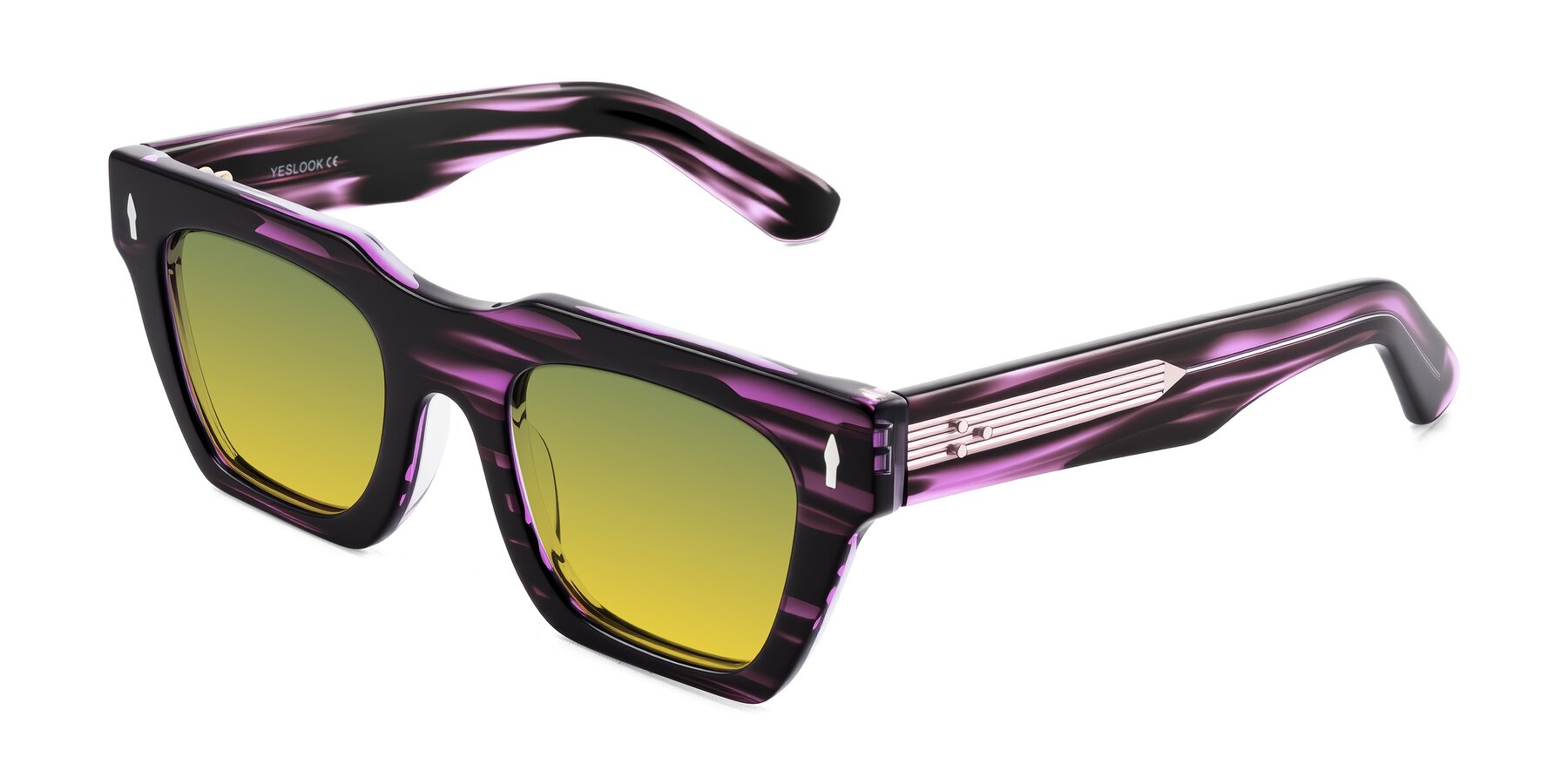Angle of Padulla in Dark Purple Striped with Green / Yellow Gradient Lenses